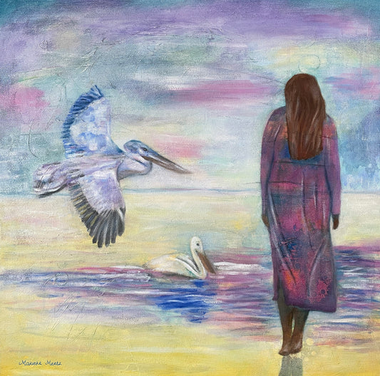 Pelican Sunset - Coastal Fine Art Painting