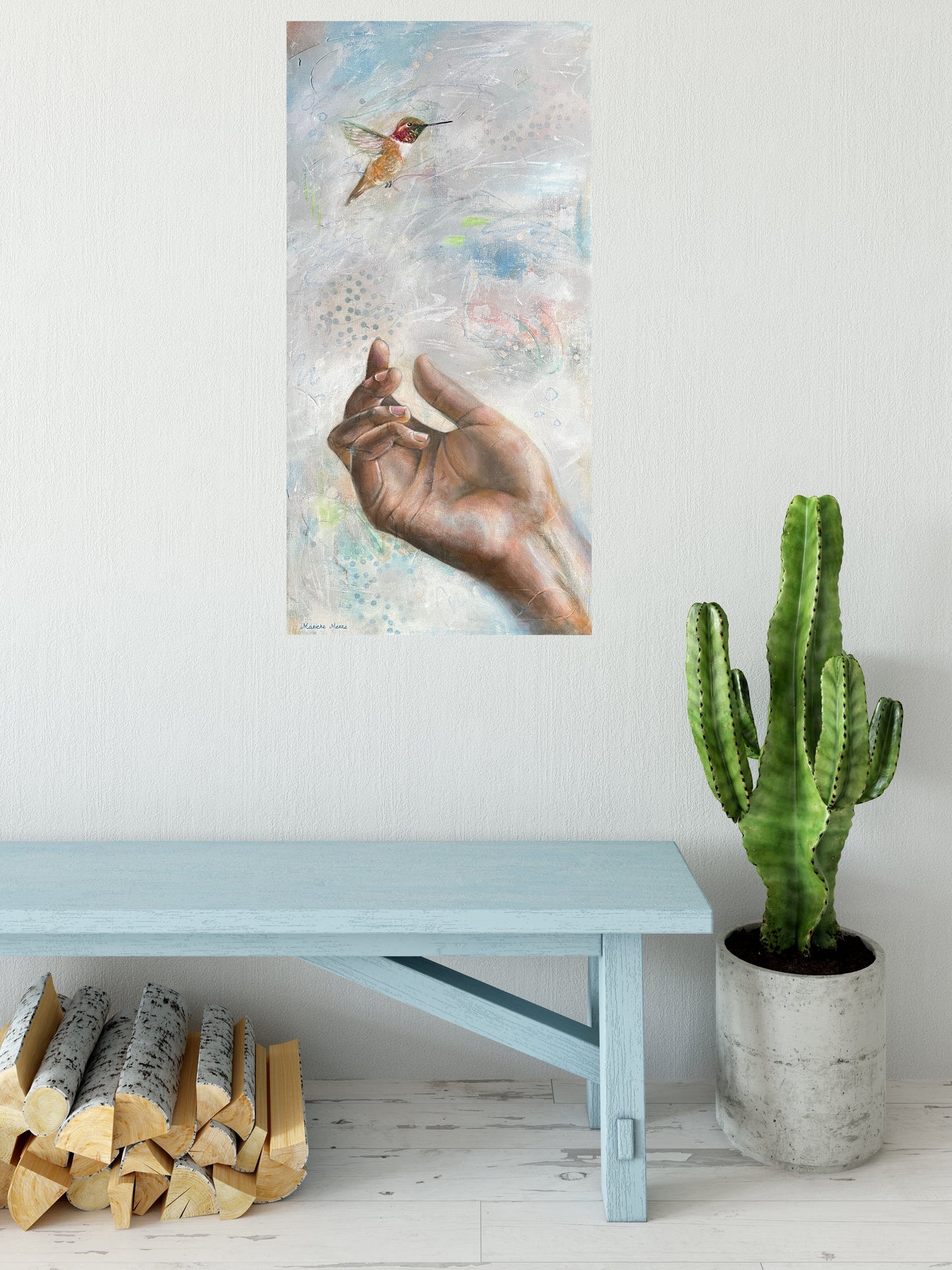 Touch of Joy - Hummingbird Painting on Canvas