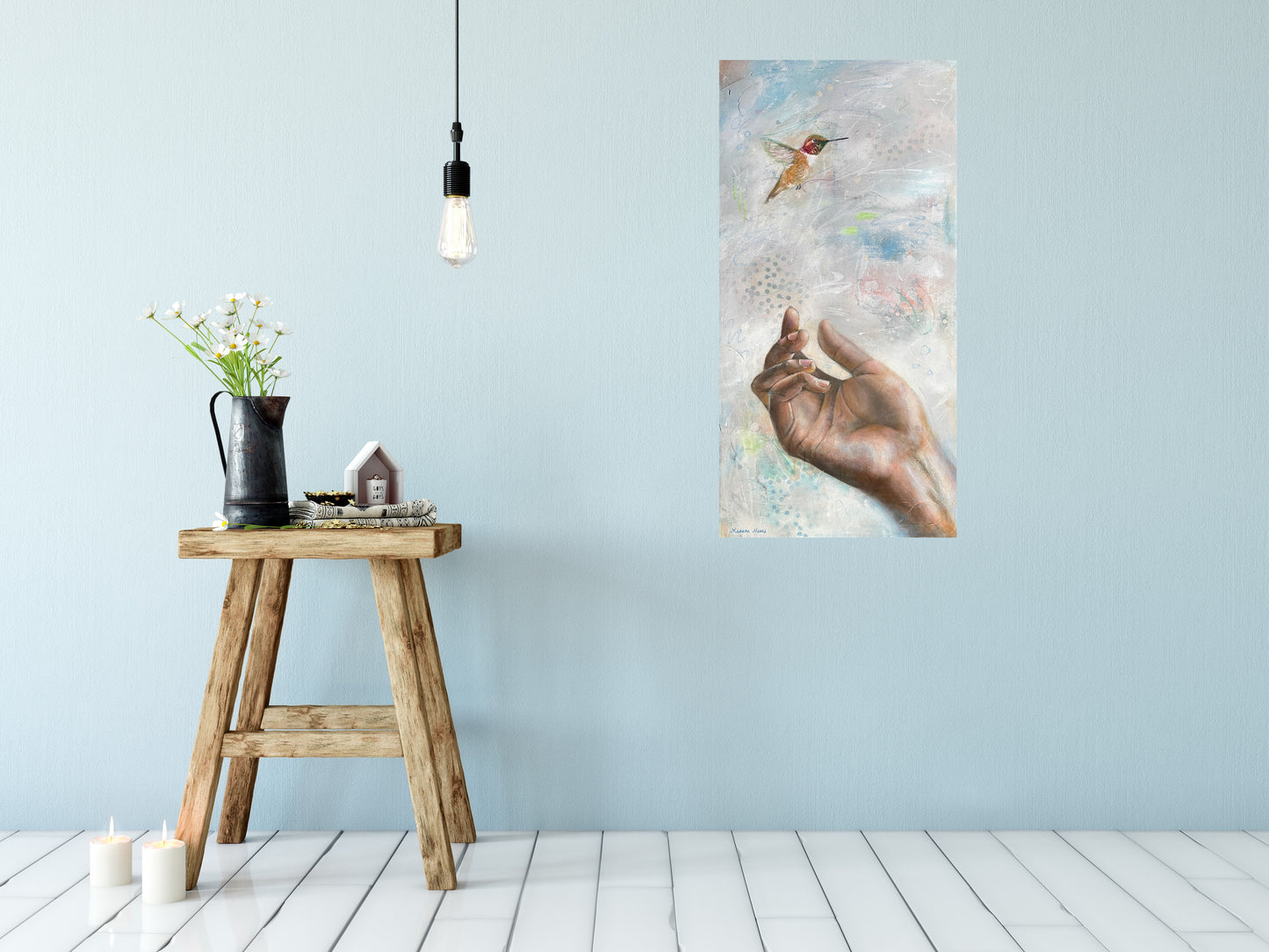 Touch of Joy - Hummingbird Painting on Canvas